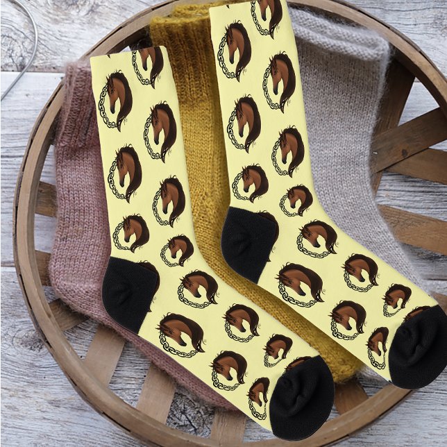 Chaussette Cheval Brown celtique Jaune (Créateur téléchargé)