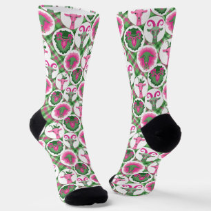 Chaussette Chèvres hipsters roses chaudes et vertes à la chau