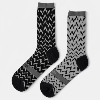 Chaussette Chevron Black and Grey Name on Mismatch