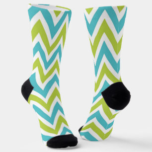Chaussette Chevron bleu et vert moderne