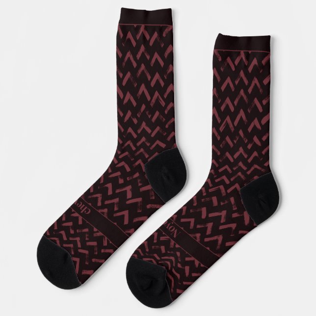 Chaussette Chevron Dark Red and Red Name (Gauche)