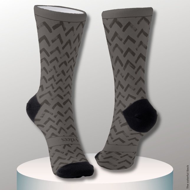 Chaussette Chevron Gris Clair et Gris Foncé Nom (Créateur téléchargé)