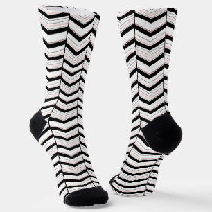 Chaussette Chevron Noir Blanc et Rose