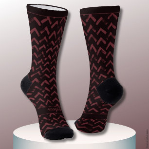 Chaussette Chevron Rouge foncé et nom Rouge