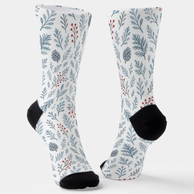 Chaussette Chic Botanical Holly Berry Floral Pattern (Angulaire)