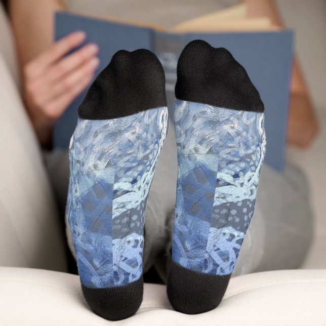 Chaussette Chic Faux Argent Marine Bleu Ornement (Fond)