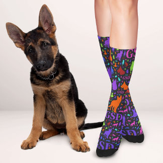 Chaussette Chien berger allemand - motif d'art de mot GSD