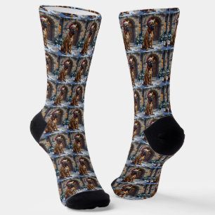 Chaussette Chien Bullmastiff Gardien du Manoir de Noël Art