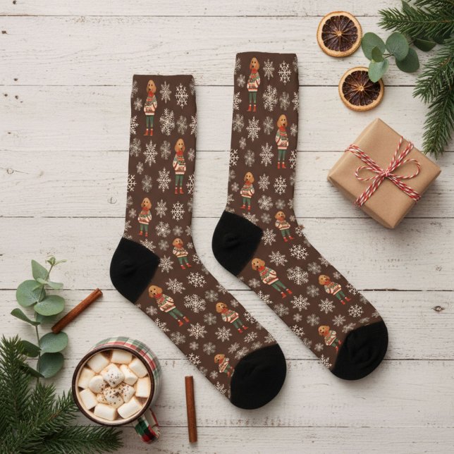Chaussette Chien Dachshund Chaussettes Brown Retro Personnali (Créateur téléchargé)