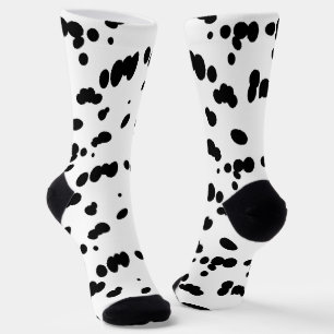 Chaussette Chien dalmate noir et blanc Motif de fourrure à po