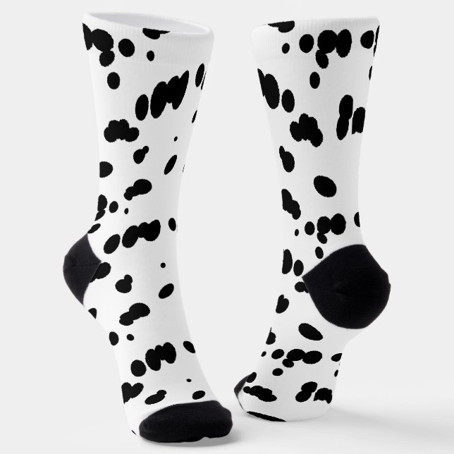 Chaussette Chien dalmate noir et blanc Motif de fourrure à po (Angulaire)