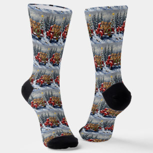 Chaussette Chien de berger anatolien camion rouge de Noël vac