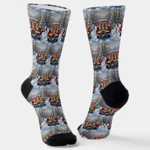 Chaussette Chien de Bétail Australien Camion Rouge de Noël Va