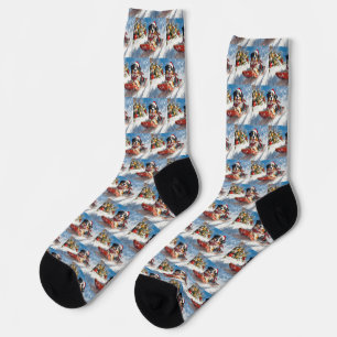 Chaussette Chien de montagne bernois en traîneau de Noël