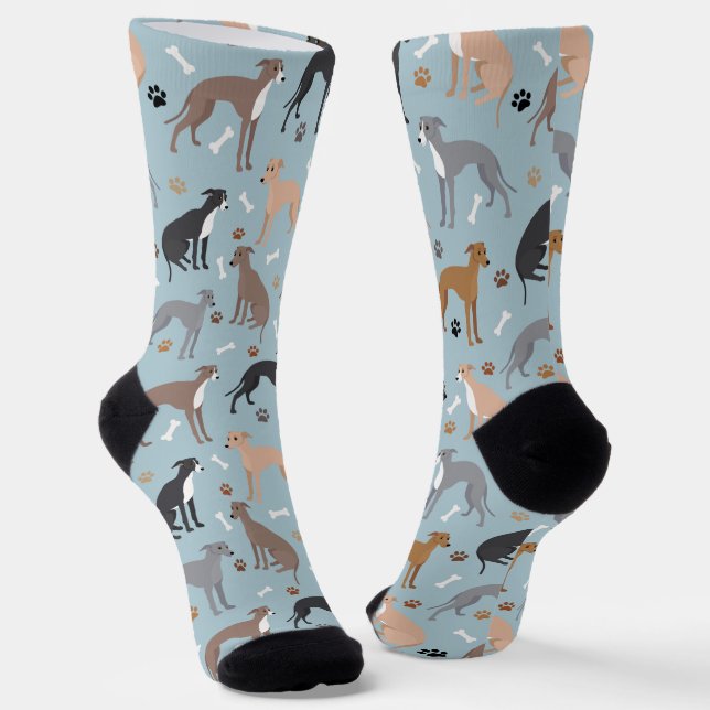 Chaussette Chien gris italien os et pattes chaussettes (Angulaire)