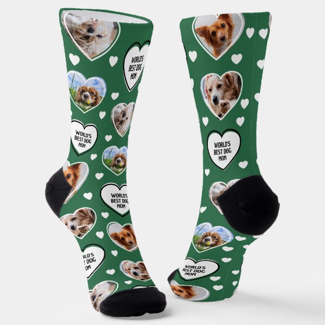 Chaussette CHIEN MOM Custom 4 Animal Chat Chien Coeur Photo V (Angulaire)