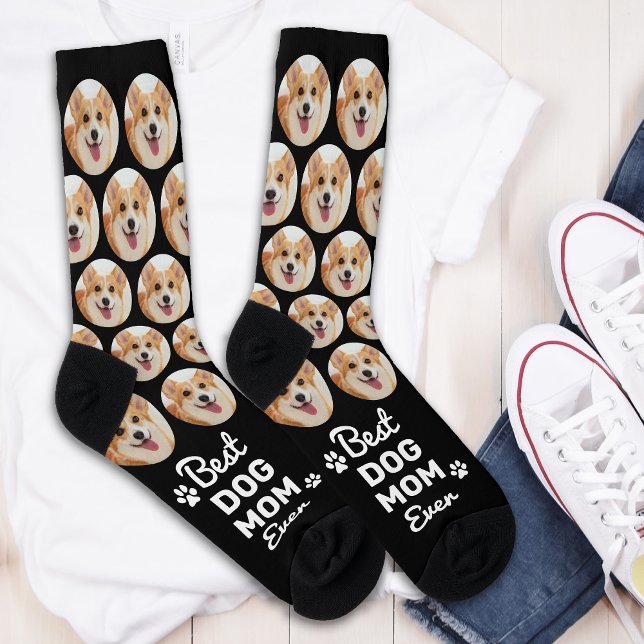 Chaussette CHIEN MOM Personnalisé Cute Pet Photo Novelty Crew (Créateur téléchargé)