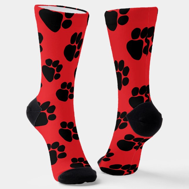 Chaussette Chien Paws Anniversaire Cadeau Rouge (Angulaire)