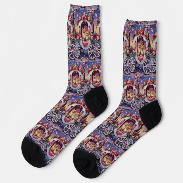 Chaussette Chien Poméranie Saint-Valentin  (Gauche)
