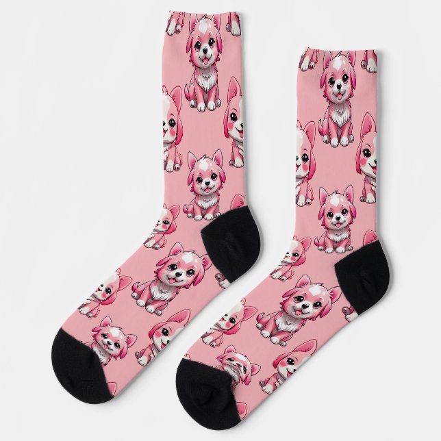 Chaussette Chien rose Motif design - Rose (Gauche)