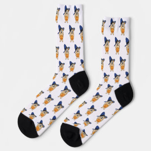 Chaussette Chien Sorcière Citrouille