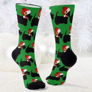 Chaussette Chiens écossais à Santa Hats Novelty Noël