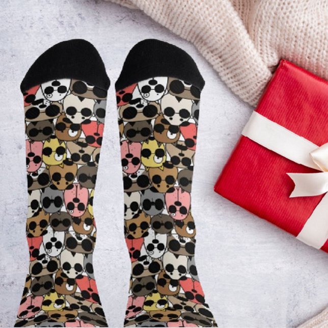 Chaussette Chiens mignons amusants avec lunettes Écran (Créateur téléchargé)