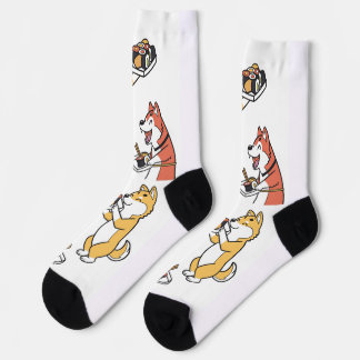 Chaussette Chiens mignons Mangeant Sushi Chaussettes de nouve