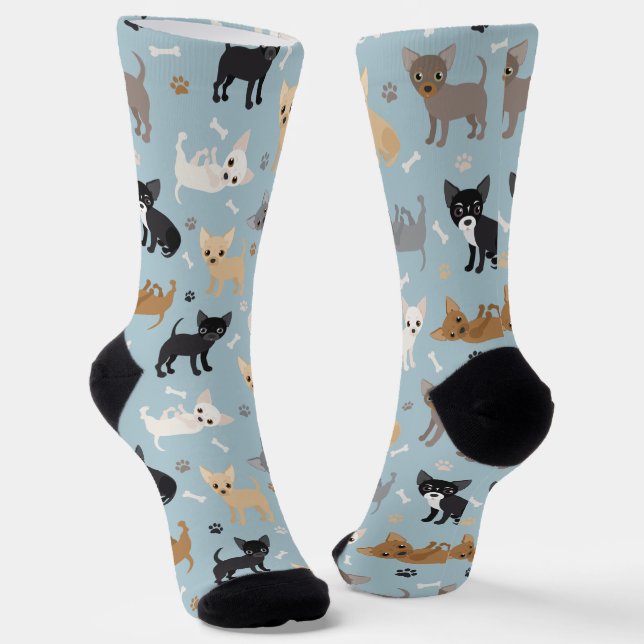Chaussette Chihuahua os et balais chaussettes (Angulaire)