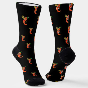 Chaussette Chili épicé drôle sur Motif de feu