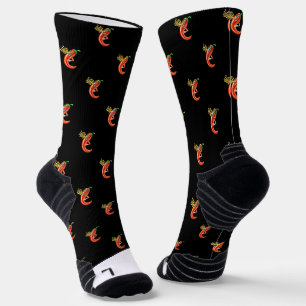 Chaussette Chili épicé drôle sur Motif de feu