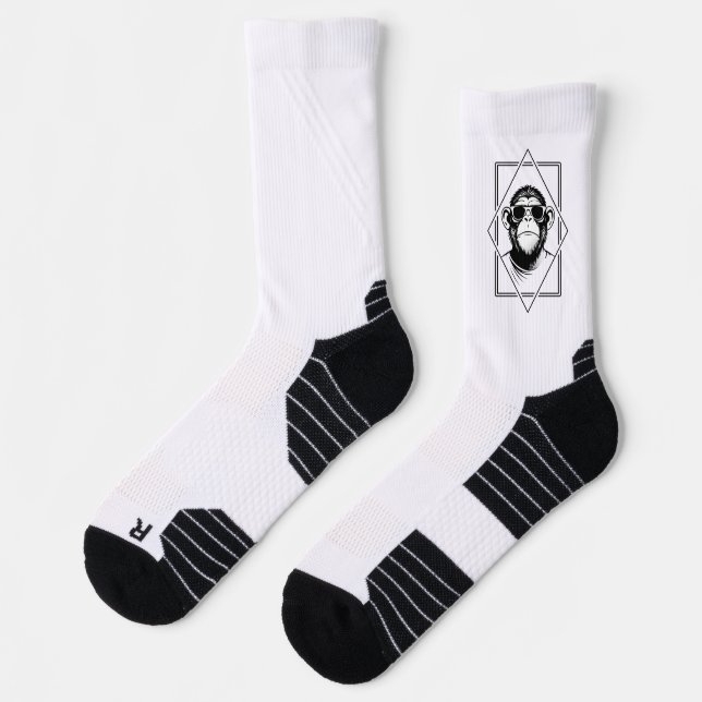 Chaussette Chimpanzé Rétro-Chic Diamant – La Géométrie Rencon (Gauche)