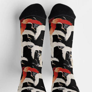Chaussette Chinoiserie Grue volante Zen Minimaliste Kimono Ar