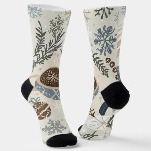 Chaussette Chocolat Chaud & Flocons de Neige Design de Fêtes