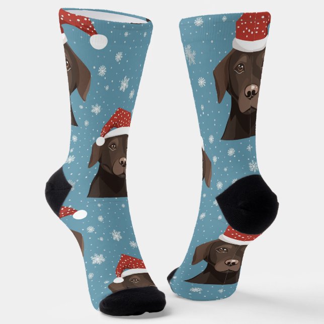 Chaussette Chocolat Labrador Chaussettes Casquette de Noël (Angulaire)