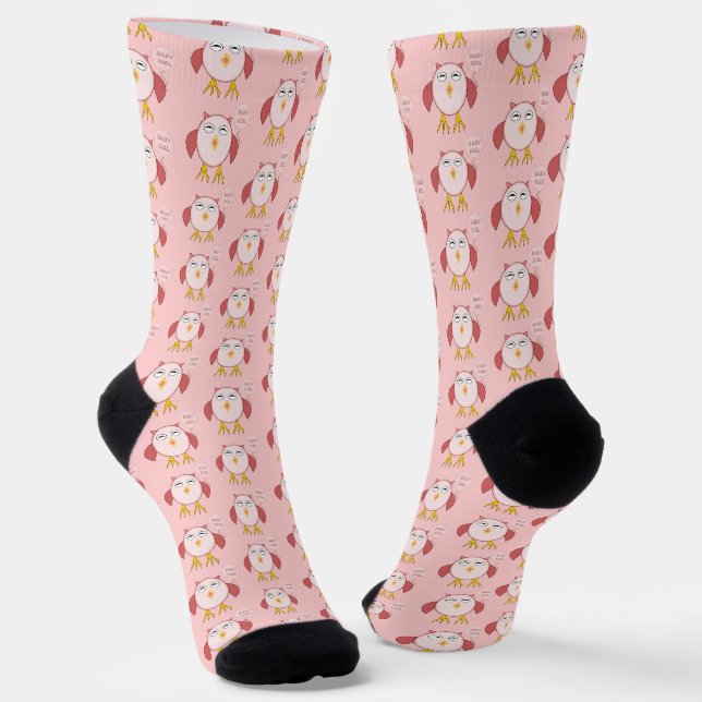 Chaussette Chouette Bébé Rose Cute Patterned (Angulaire)