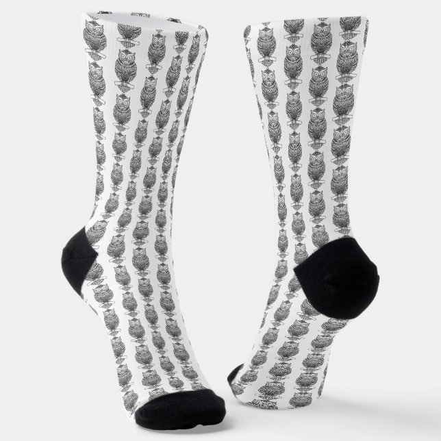 Chaussette Chouette (blanche) - Chaussettes Premium (Angulaire)