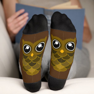 Chaussette Chouette marron Kawaii
