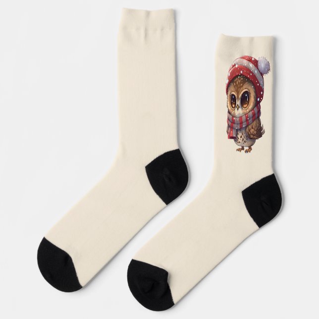 Chaussette Chouette mignonne beige clair avec chaussettes Cas (Gauche)
