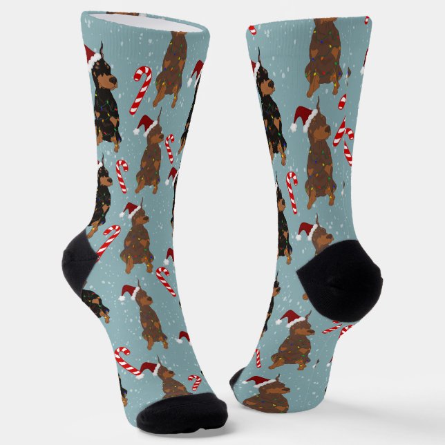 Chaussette Christmas Doberman Pinscher (Angulaire)