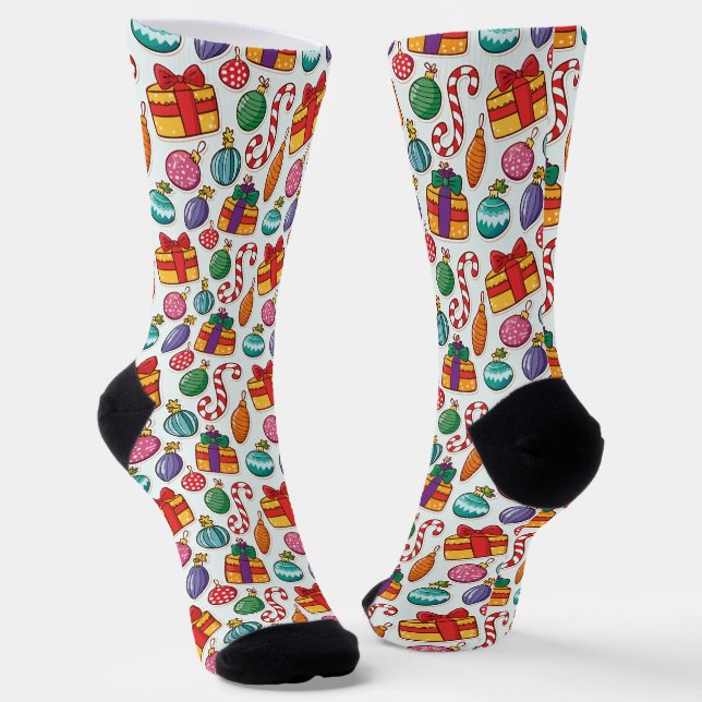 Chaussette Christmas Sticker Collection Pattern Crew Socks (Angulaire)