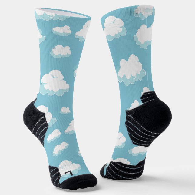 Chaussette Ciel bleu et Motif nuages (Angulaire)