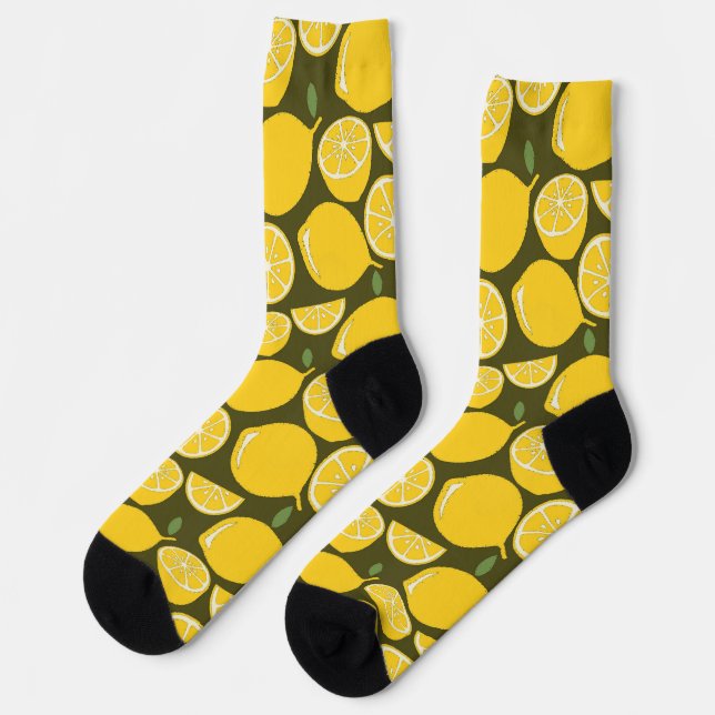 Chaussette Citron Jaune Moderne Amusant mignon (Gauche)