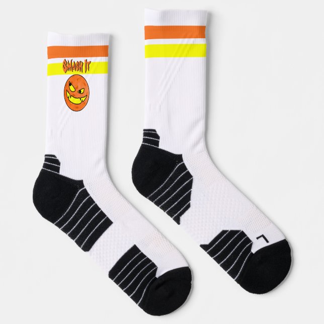 Chaussette Citrouille de pickleball Jack O'Lantern Écrase-le  (Droite)