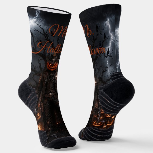 Chaussette Citrouille de sheriff cow-boy éclairante Halloween (Angulaire)