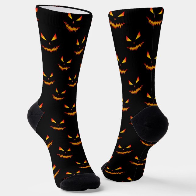 Chaussette Citrouille Jack O'Lantern Halloween motif noir coo (Angulaire)