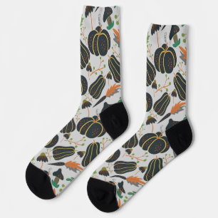 Chaussette Citrouille sans soudure motif carotte noir et blan