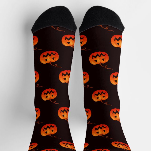 Chaussette Citrouilles d'Halloween, Citrouilles Orange Trick  (Haut)