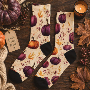 Chaussette Citrouilles violettes pour la récolte d'automne de