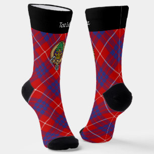 Chaussette Clan Hamilton Crest sur Red Tartan Socks
